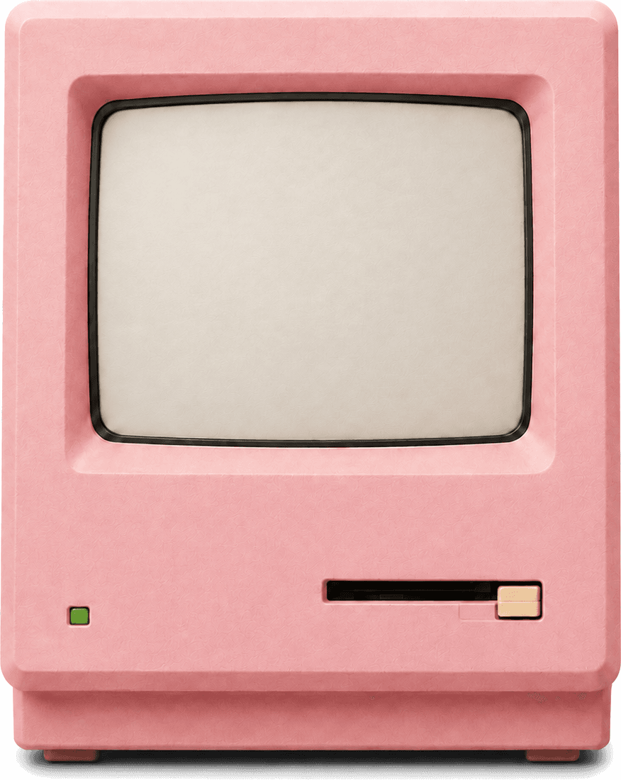 Front-facing tactile pink retro computer
